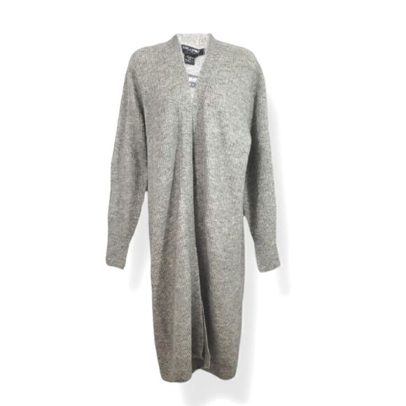 NEW Love & Whimsy Rib Knit Open Front Wool Blend Cardigan Duster in Gray Size XS - Picture 3 of 10